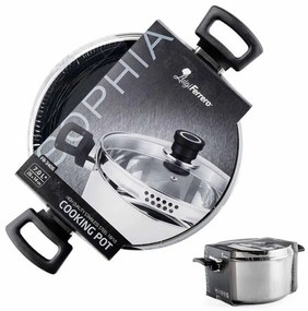 Cratiță Luigi Ferrero Sophia FR-3406, 26x14 cm, 7 l, Oțel 18/10, Capac din sticlă, Inducție, Inox