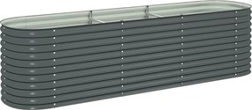 vidaXL Strat înălțat de grădină, gri, 320 x 80 x 81 cm oțel galvanizat