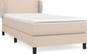 vidaXL Pat box spring cu saltea, cappuccino, 80x200 cm piele ecologică