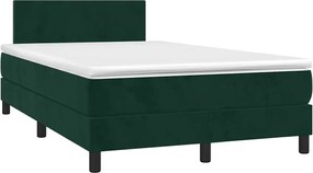 vidaXL Pat box spring cu saltea, verde închis, 120x190 cm, catifea