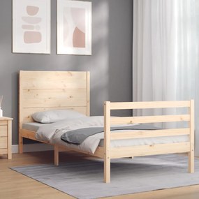 3194596 vidaXL Cadru de pat cu tăblie single mic, lemn masiv