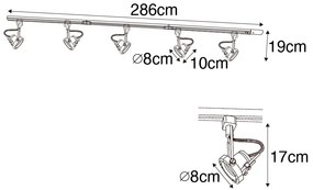 Sistem de șine industrial negru cu 5 spoturi monofazate - Suplux