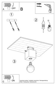 Plafonieră gri 10x10 cm Gabi – Nice Lamps