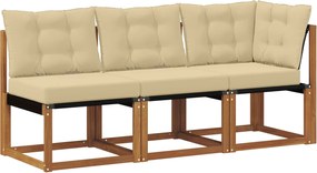 vidaXL Canapea de exterior din mijloc și colț 3 Bucată natural