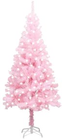 Pom de Craciun artificial cu LED-uri suport, roz, 120 cm PVC Roz, 120 x 65 cm, 1