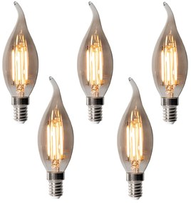 Set van 5 E14 dimbare LED lampen BXS35 smoke 4W 300 lm 2200K