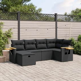 3265514 vidaXL Set mobilier de grădină cu perne, 6 piese, negru, poliratan
