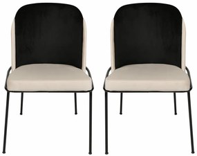 Set de scaune de sufragerie Dore Black and Cream,2 buc.