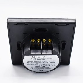 Intrerupator triplu, IP45, sticla securizata neagra, Masterled