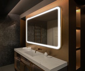 Oglinzi moderne baie cu leduri mari L141 oglinda la comanda cu Ceas tactil, Saltea de încălzire, Întrerupător iluminarea