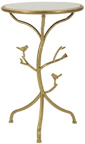 Mauro Ferretti Măsuță Mică Birds Marble, Diametru 38 Cm, Înălțime 60 Cm | Aosom Romania