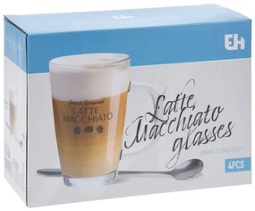 Set 2 căni, cu lingurițe, pentru latte macchiato, Excellent Houseware