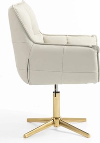 HR560CROSS Scaun Ecru Piele Ecologica Premium Soft cu Bază Aurie