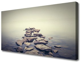 Tablou pe panza canvas Pietrele de apă Peisaj Alb Gri