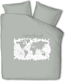 Lenjerie de pat din flanel MAP OF DREAM, gri-verzui Dimensiune lenjerie de pat: 2 ks 60 x 70 cm | 240 x 200 cm