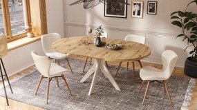 MAZZONI EXPORT ALTEA Crem (material Monza 90)/picioare stejar natural - SCAUN MODERN BOUCLÉ PENTRU LIVING/SUFRAGERIE/BUCĂTĂRIE/BIROU