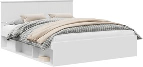 vidaXL Cadru de pat cu headboard Alb 160 x 200 cm Lemn de pin masiv