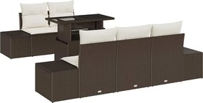 vidaXL Set de canapele pentru grădină cu pernă 6 pcs Maro și Crem