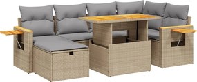 vidaXL Set canapele de grădină, 7 piese, cu perne, bej, poliratan