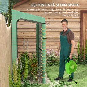 Outsunny Sera Inclinata Portabila 200x80x200cm cu 2 Usi Rulante Fereastra Plasa Verde | Aosom Romania