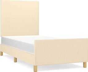 vidaXL Cadru de pat fără saltea, crem, 100x200 cm, textil