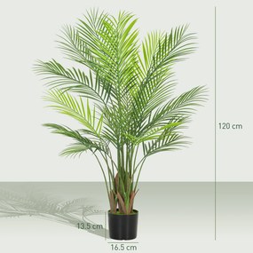 HOMCOM Palmier Artificial 120 cm cu Ghiveci Inclus, 22 Frunze, pentru Casă, Living, Birou și Balcon, Verde | Aosom Romania