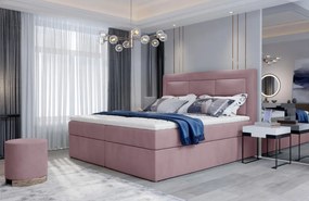 Pat tapitat, boxspring, cu spatiu pentru depozitare, 160x200 cm, Vivre 162, Eltap (Culoare: Alb / Soft 17)