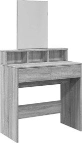 vidaXL Masă de toaletă cu oglindă, gri sonoma, 80x41x144,5 cm