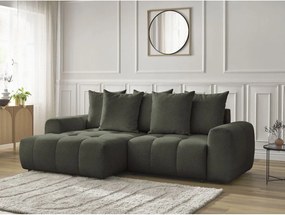 Colțar kaki extensibil/cu spațiu de depozitare cu tapițerie din chenille (cu colț pe partea stângă/cu șezlong) Roxelane – Bobochic Paris