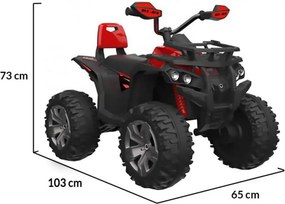 ATV Electric cu acumulator pentru copii NOVOKIDS™ Majestic Quad PRO, Cu melodii si lumini, Lungime 103 cm, Max 30 kg, 12V, 2 motoare, Negru cu Rosu