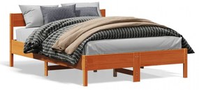 Cadru de pat cu tăblie, maro ceruit, 160x200 cm, lemn masiv pin