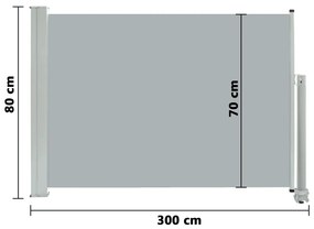 Copertina laterala retractabila de terasa, gri, 80 x 300 cm Gri, 80 x 300 cm