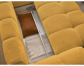 Colțar galben muștar extensibil/cu spațiu de depozitare cu tapițerie din chenille (cu colț pe partea dreaptă/în formă de ”L”) Everest – Bobochic Paris