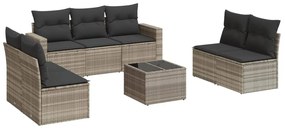 3251179 vidaXL Set mobilier de grădină cu perne, 8 piese gri deschis poliratan