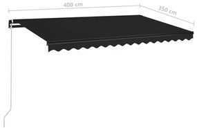 Copertina retractabila manual, antracit, 400x350 cm Antracit, 400 x 350 cm