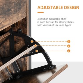 Mobilier Suport de Pantofi Economisire Spatiu Stil Industrial pentru 12 Perechi, Lemn si Metal, 60x24x115cm Maro si Negru HOMCOM | Aosom RO
