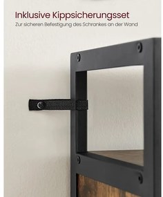 Dulap Pentru Pantofi Cu 3 Usi Rabatabile, Vintage Maro Si Negru, 60 Cm