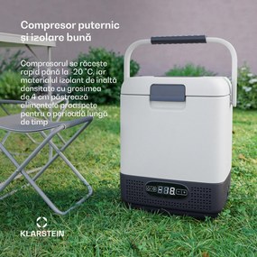 Klarstein Răcitor SwiftFrost 12L, 12V-24V/230V, până la -20 °C, compresor, 2 niveluri de putere, Afișaj LED