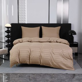 Lenjerie de pat hoteliera din microfibra JASMINE bej - dunga 2 cm, buzunar hotelier Dimensiune lenjerie de pat: 2 buc 70 x 90 cm | 200 x 220 cm