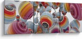 Tablou cu bile pictate (cu ceas) (90x30 cm)