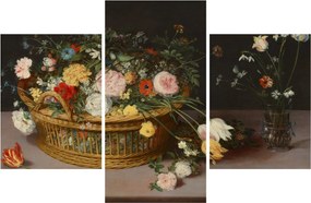 Tablou - Jan Brueghel the Elder, Flowers in a Basket and a Vase, reproducere (90x60 cm)