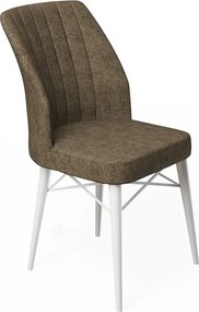 Set masa si 6 scaune colare masa marmurat bej scaune tapitat maro