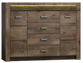 Comodă combinată Nadenas N7 (arin închis) (iluminat LED Alb deschis). 1058230