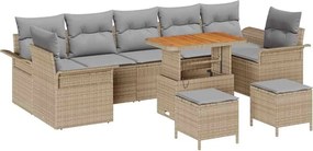 vidaXL Set de canapele pentru grădină 10 pcs Beige și gri deschis