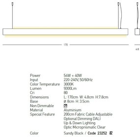Lustra LED suspendata design liniar Wiley 54+40W