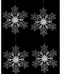 Set de decorațiuni de Crăciun Fulgi de zăpadă, 4 bucăți, argintiu, 23 x 1 x 26 cm