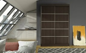 Dulap cu usi glisante 120x200 cm, Benisso, ADRK Furniture (Culoare: Alb)