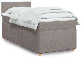 vidaXL Pat box spring cu saltea, gri taupe, 90x200 cm, textil