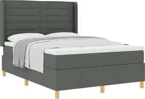 vidaXL Pat cu arcuri cu saltea Gri închis 140 x 190 cm țesătură
