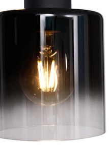 Lampă modernă cu pandantiv neagră cu sticlă fumuriu 3 lumini - Dame